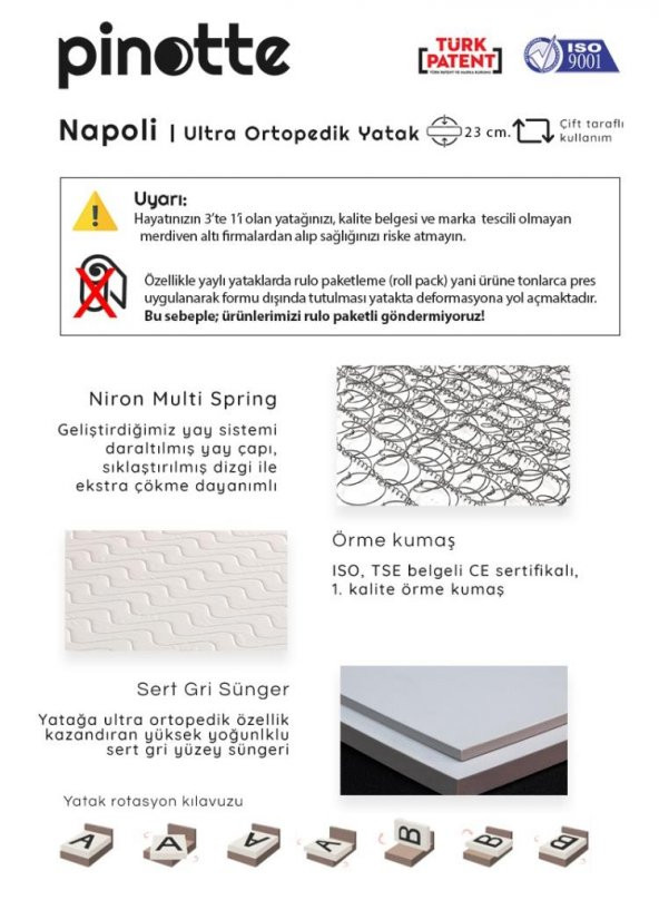 Çocuk Ultra Ortopedik 80×180 cm Napoli Yatak - 2