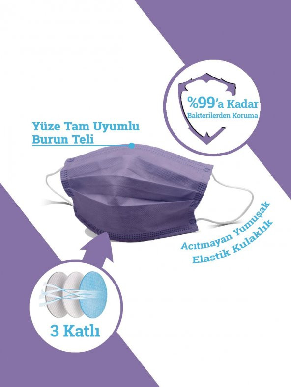 MASKEMASK Rainbow 10 Renk 3 Katlı 100 Adet - 5