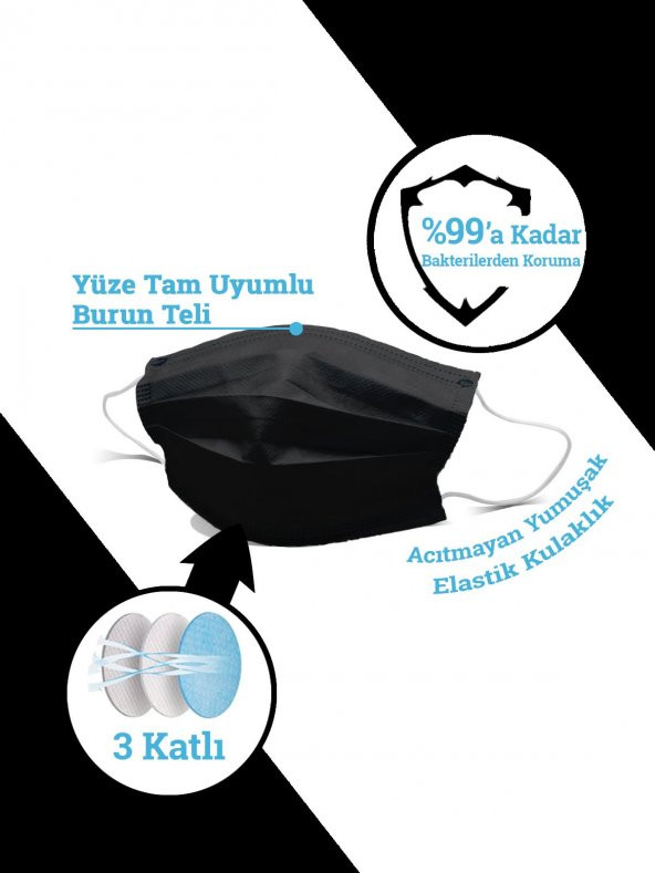 MASKEMASK Rainbow 10 Renk 3 Katlı 100 Adet - 8