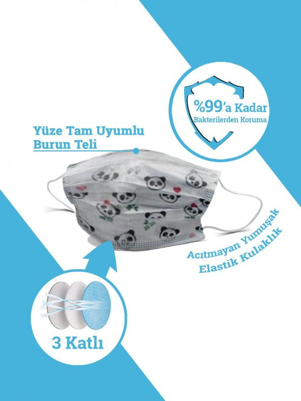 MASKEMASK Desenli Prenses Serisi 3 Katlı  100 Adet - 5