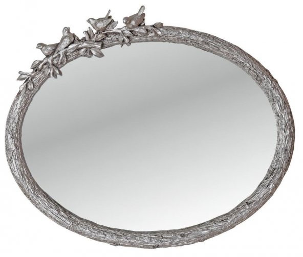 Semih Dekor Kuş figürlü ağaç ayna Gümüş ürün görseli