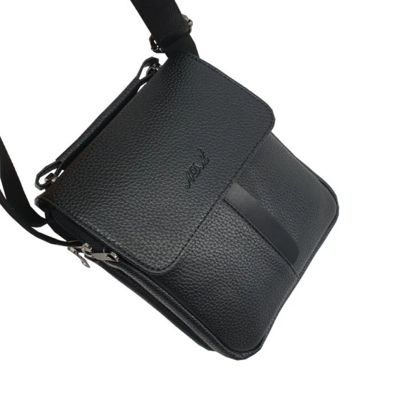 Siyah Renk Deri Erkek El ve Omuz Çantası - 2