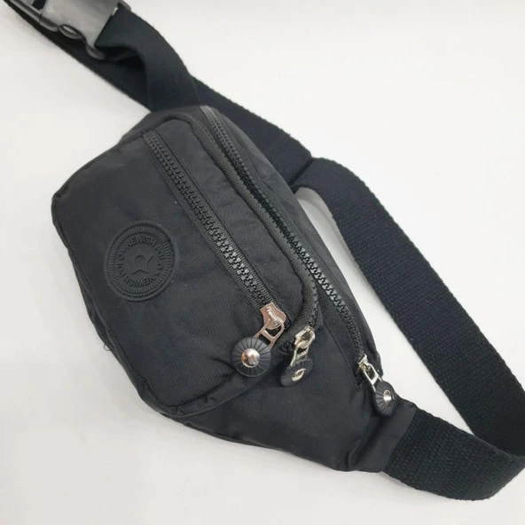 Siyah Renk Krinkıl Kumaş Bel Çantası - 8