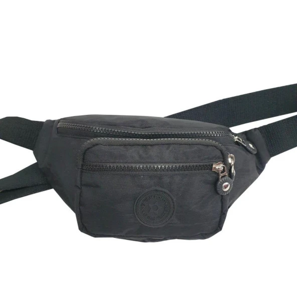 Siyah Renk Krinkıl Kumaş Bel Çantası - 10