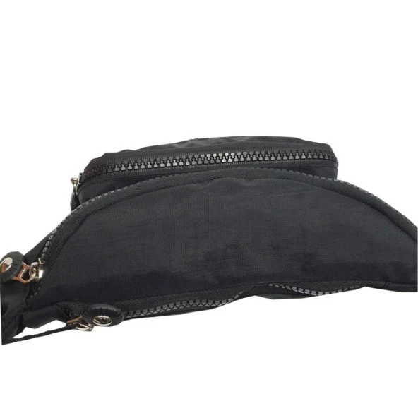 Siyah Renk Krinkıl Kumaş Bel Çantası - 11