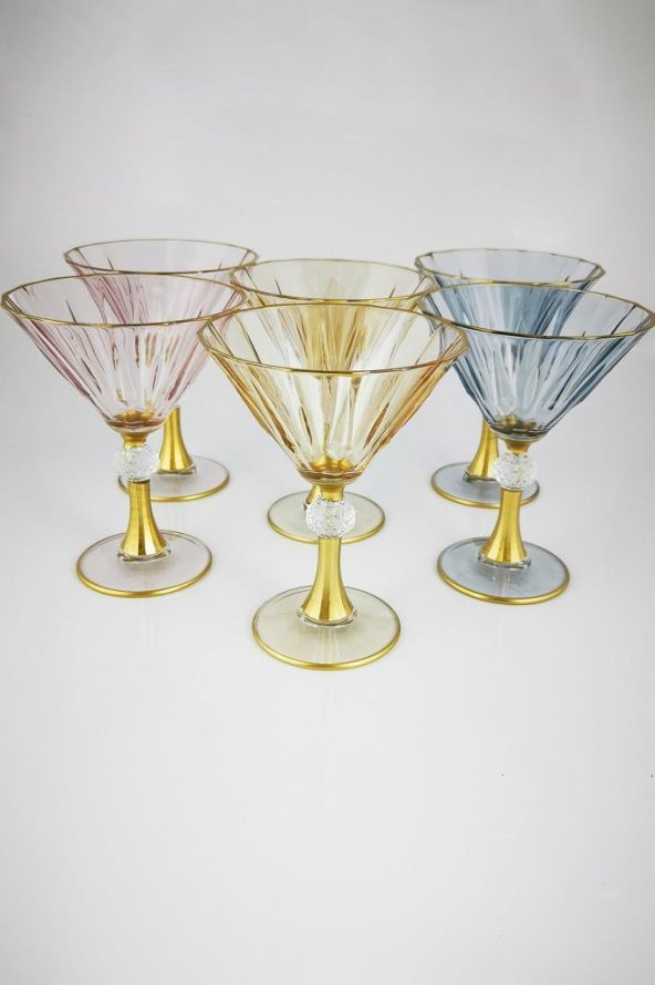 6lı Altın Yaldızlı Lüsterli Dondurmalık - Sunum Kasesi - 5