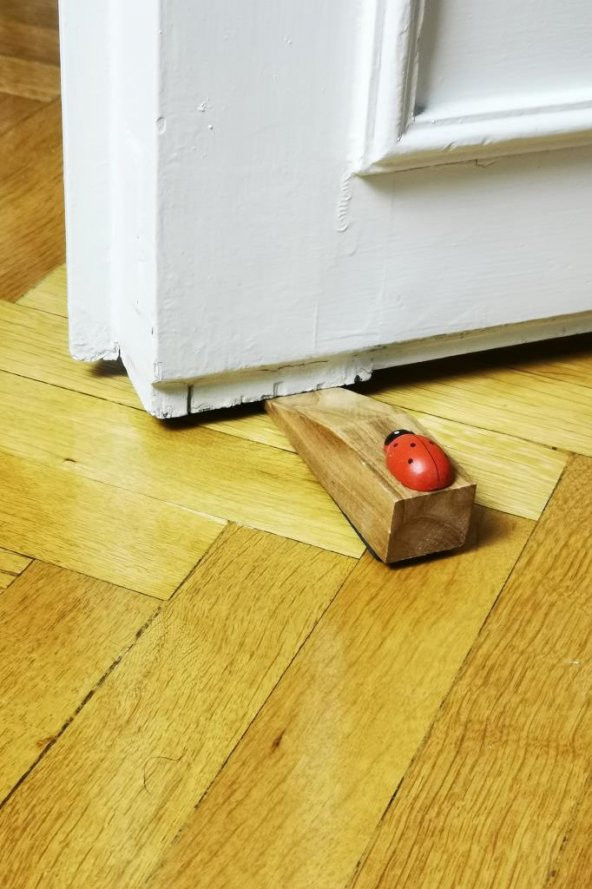 2li Ahşap Kapı Altığı Altı Stoperi kahveuğurböceği - 3