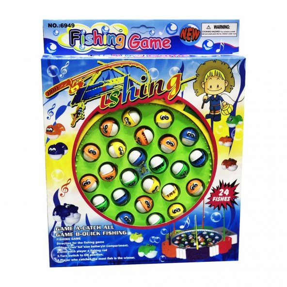 Pilli Balık Tutma Yakalama Müzikli 24 Balıklı 5 Oltalı Oyun Seti - 3