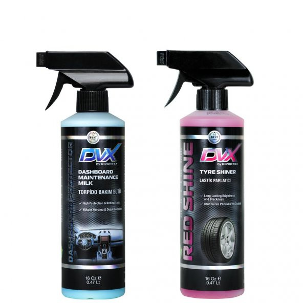 DVX Araç Bakım Seti Lastik Parlatıcı ve Torpido Sütü 16 Oz 473 ml.