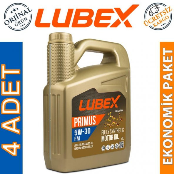 Lubex Primus FM 5W-30 4 Lt Tam Sentetik Motor Yağı (4 Adet)