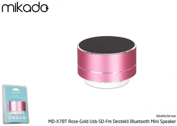 SES BOMBASI SPEAKER MIKADO MD-X7BT PEMBE USB+SD MINI SPEAKER - 4