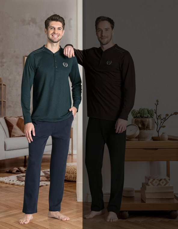 POLEREN Erkek Uzun Kol Pijama Takımı 6604 / NEW ! - 6
