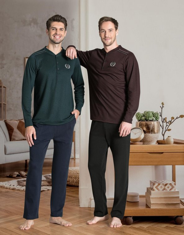 POLEREN Erkek Uzun Kol Pijama Takımı 6604 / NEW ! - 7
