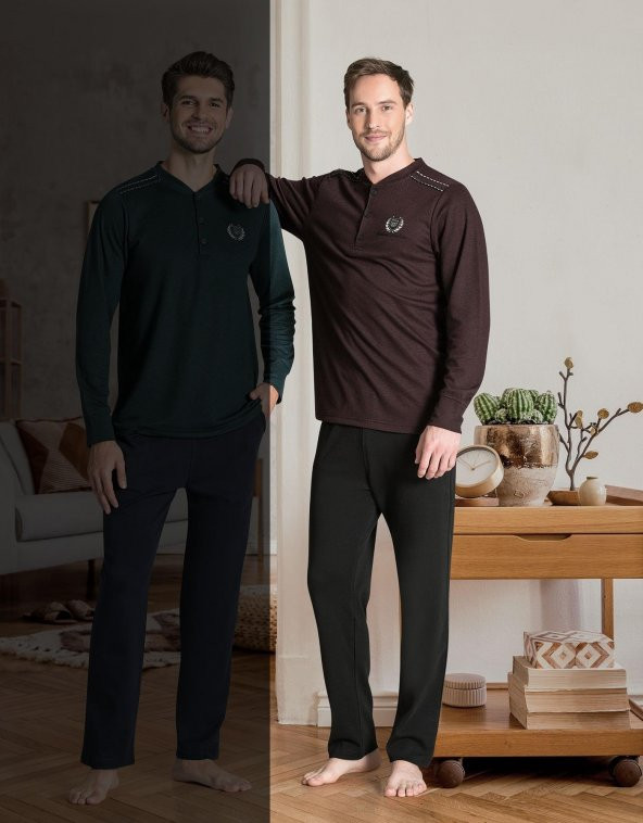 POLEREN Erkek Uzun Kol Pijama Takımı 6604 / NEW ! - 8