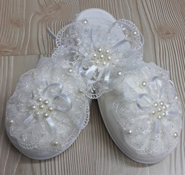 Lohusa Terlik Taç Takımı İncili Taç Ecru - 3