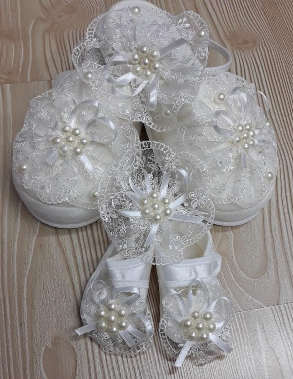 Lohusa Terlik Taç Anne Bebek Takımı İncili Taç Ecru - 2