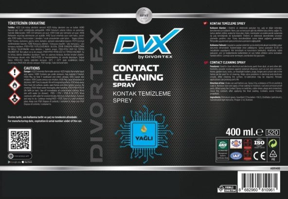 Divortex Yağsız Kontak Temizleme Spreyi 400 ml. X 3 Adet - 2