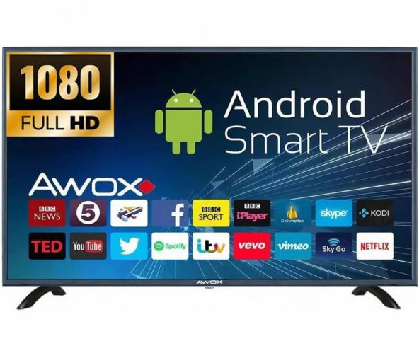Awox A 204300S 43 109 Ekran Full HD Dahili Uydu, Smart, Wifi, Android Led TV