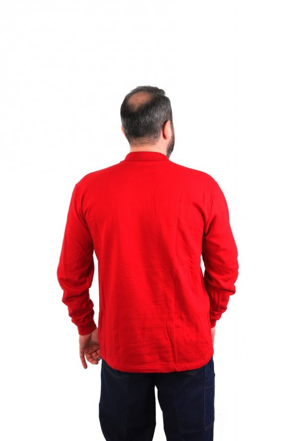 ESER - Polo Yaka Sweatshirt - Cepli - Kırmızı - Resim 2