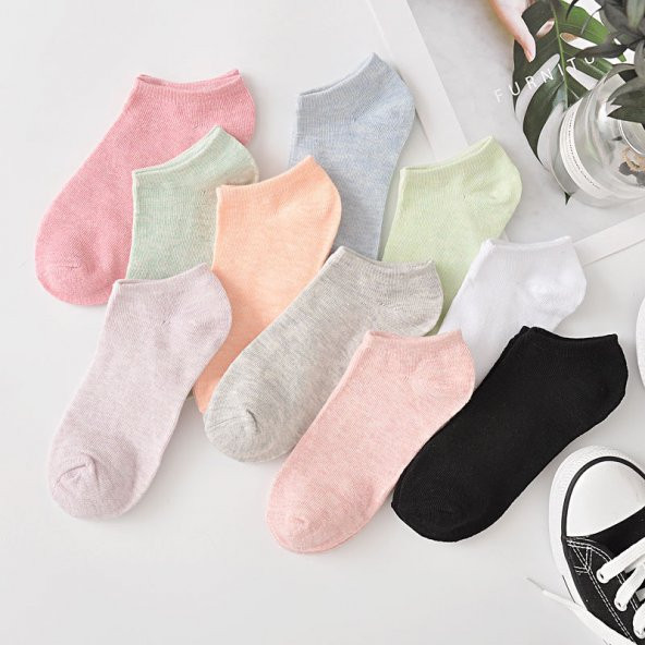 8 Çift Koton Ekonomik Çok Renkli Renk Kadın Patik Çorap