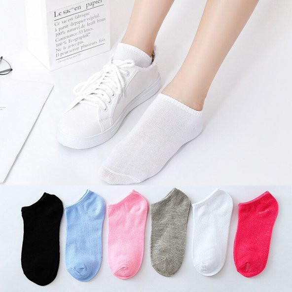 8 Çift Koton Ekonomik Karışık Renk Kadın Patik Çorap