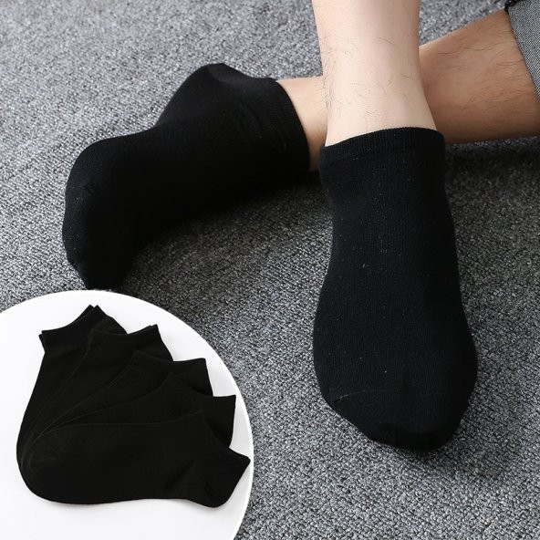 5 Çift Modal Dikişsiz Siyah Erkek Patik Çorap Bilek Boy