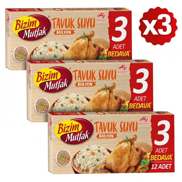 Bizim Mutfak Tavuk Suyu Bulyon (12li) 120 Gr 3Lü Paket