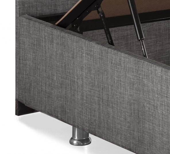Niron Silver Yatak Baza Başlık Seti 150x200 Çift Kişilik Full Ortopedik Yatak Gri Keten Baza Başlık - 8