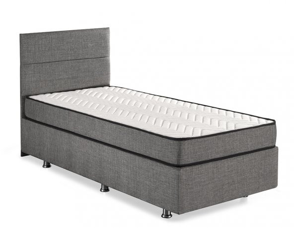 Niron Silver Yatak Baza Başlık Seti 150x200 Çift Kişilik Full Ortopedik Yatak Gri Keten Baza Başlık - 9