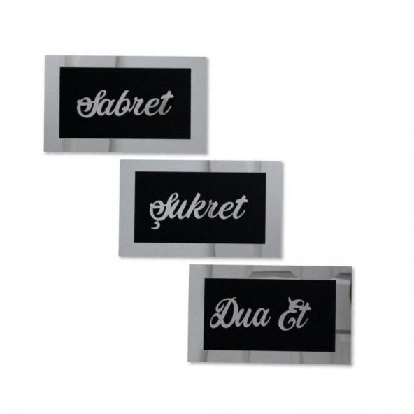 Sabret Şükret Dua Et Tablo Gümüş Duvar Süsü - 4