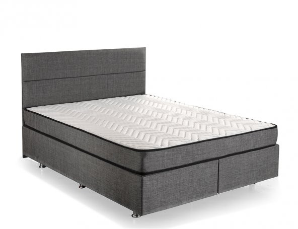 Niron Silver Yatak Baza Başlık Seti 150x200 Çift Kişilik Full Ortopedik Yatak Gri Keten Baza Başlık - 3