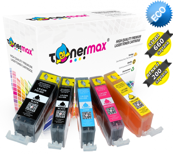 Canon Pixma MG6200 Muadil Kartuş Seti / Canon PGI-525 PGBK / CLi-526 - 7