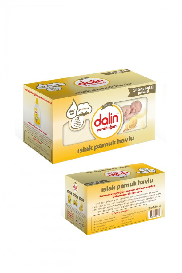 Dalin Yenidoğan Islak Pamuk Havlu 3lü Paket 120 Yaprak - 2