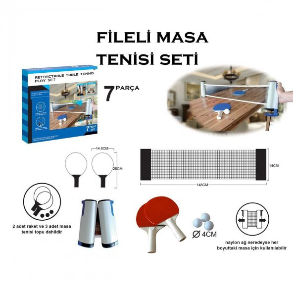 Masa Tenisi Seti Raket ve File - 3