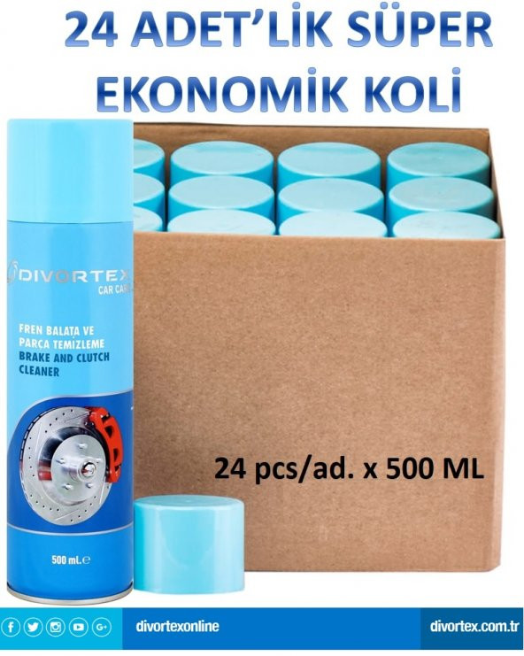 Divortex Fren Balata Temizleme Spreyi 500 ml. x 24 Adet.