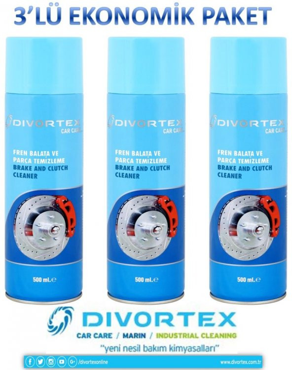Divortex Fren Balata Temizleme Spreyi 500 ml.x 3 Adet