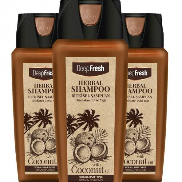 Deep Fresh Herbal Bitkisel Şampuan Hindistan Cevizi Yağı Özlü Tüm Saçlar 3 x 500 ml