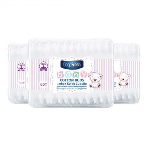 Deep Fresh Bebek Pamuklu Kulak Temizleme Çubuğu 3 x 60 Adet - 5
