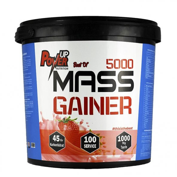 PowerUP Nutrition BestOF Gainer 5000 Gr+Shaker Ve 2 Adet Tek Kullanımlık Whey Protein