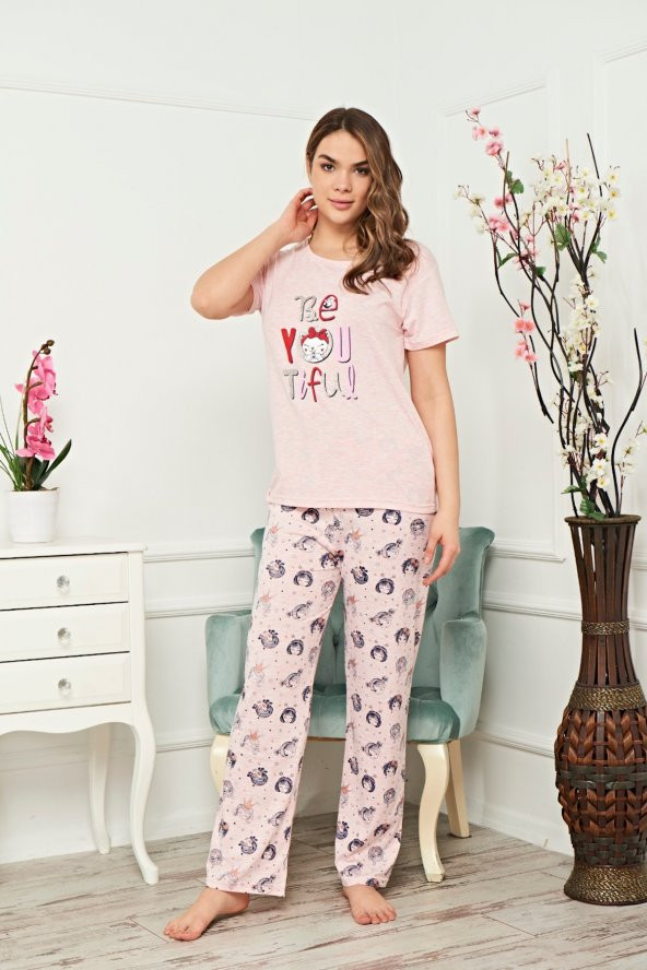 Penye Pijama Takımı Kısa Kollu G489