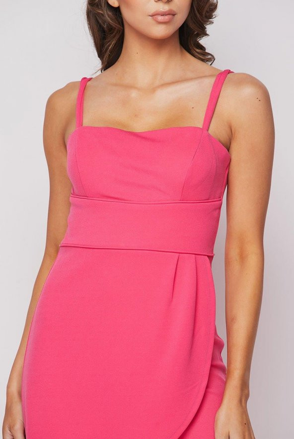 Teeze Me Genç Bayan Kare Yaka Katlı Bodycon Elbise - 6