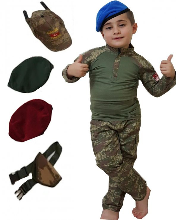 Erkek Çocuk 8 Parça Asker Komando Kıyafeti