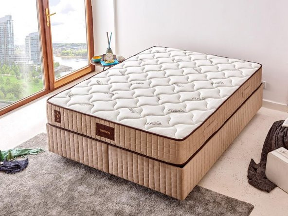 Niron Bamboo Yatak 140x190 Çift Kişilik Doğal Bambu Kumaş Tam Ortopedik Orta Sert Yaylı Yatak