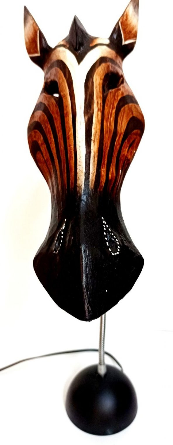Kahverengi Zebra Desenli Özel Tasarım Masa Lambası Koleksiyonluk Özel Tasarım Abajur