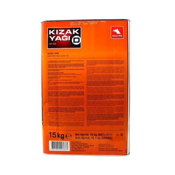 Petrol Ofisi Kızak Yağı D 68 15 KG Aşınma ve Korozyona Karşı Korur - Resim 3