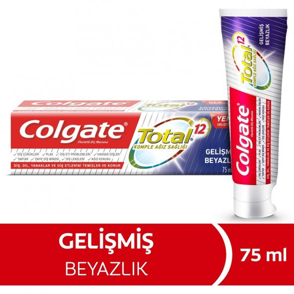 Colgate Diş Macunu Total Gelişmiş Beyazlık 75 Ml