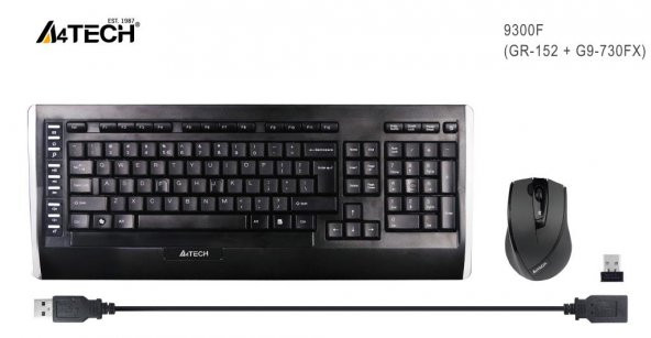 A4 TECH 9300F KABLOSUZ QKLAVYE-MOUSE SET,SİYAH,GRİ - 2