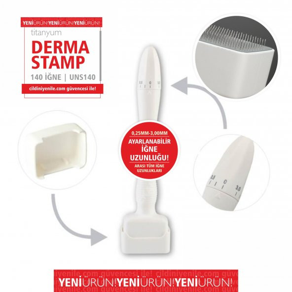 140 İĞNE AYARLANABİLİR İĞNE UZUNLUĞU DERMASTAMP SAÇ VE YÜZ BÖLGESİ - TEMİZLEME ÜRÜNÜ HEDİYELİ! - 2