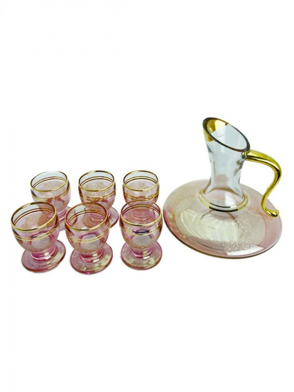 Desenli Kırmızı Cam Zemzem Takımı - 1