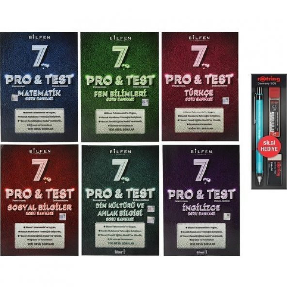 Bilfen Yayınları 7. Sınıf Pro & Test Tüm Dersler Soru Bankası Seti 6 Kitap + 3lü Kalem Seti - 1